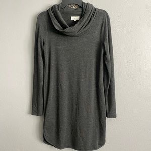 Lou & Grey Women Turtleneck Midi Dress Size XS Charcoal Soft Long Sleeve Knit